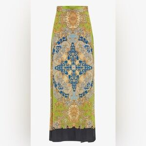 Guess Green and Blue Patterned Maxi Skirt